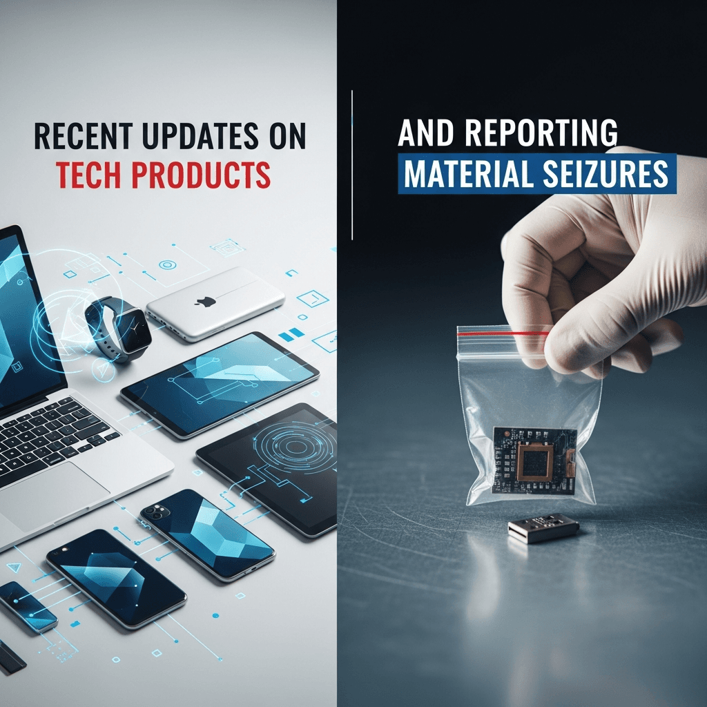 Recent Updates on Tech Products and Reporting Material Seizures
