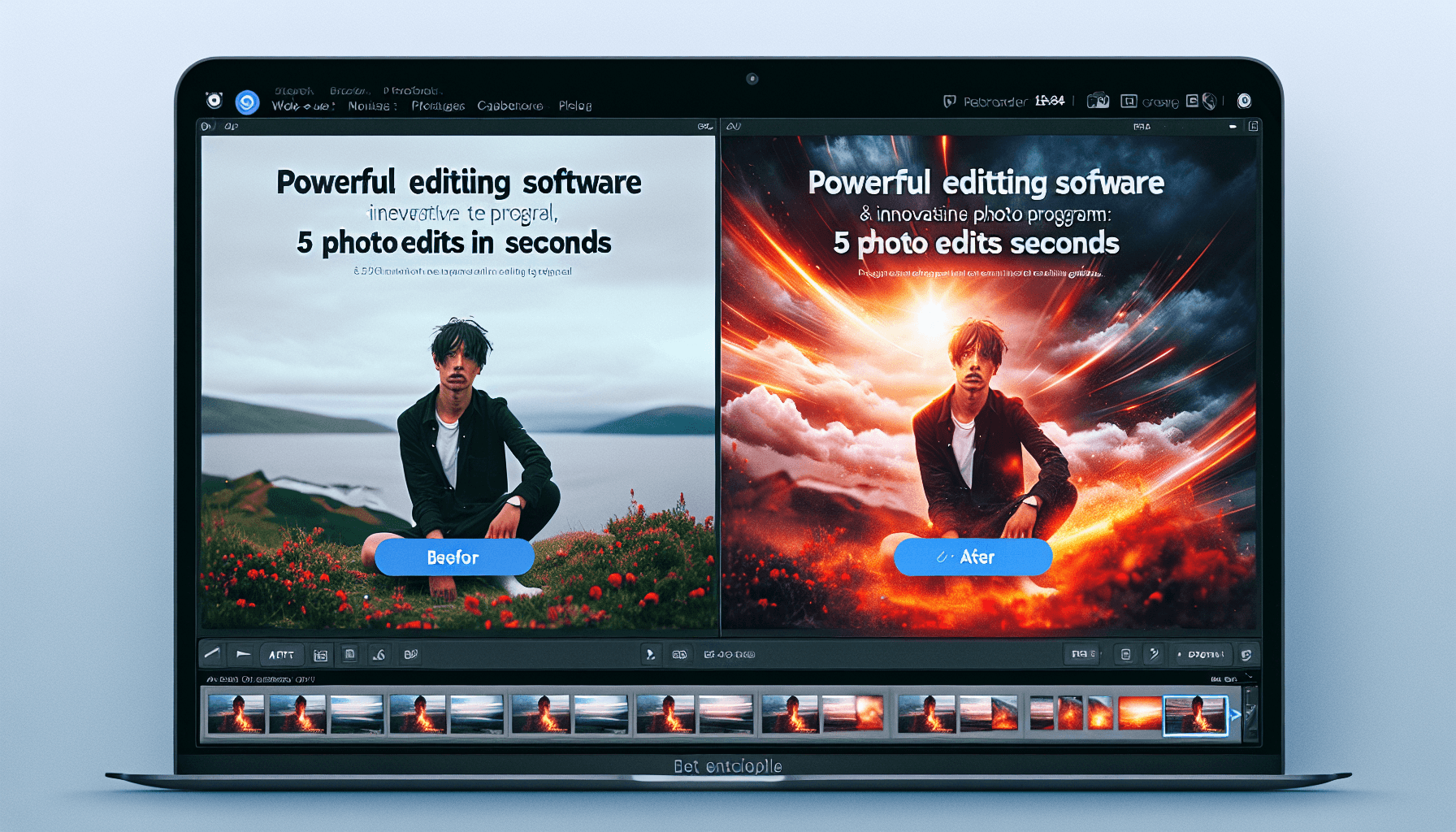 Banner image for: Create a professional banner image showing a before-and-after comparison of a photo edited using Nano Banana in Google Gemini. The 'before' image should be slightly dull, and the 'af